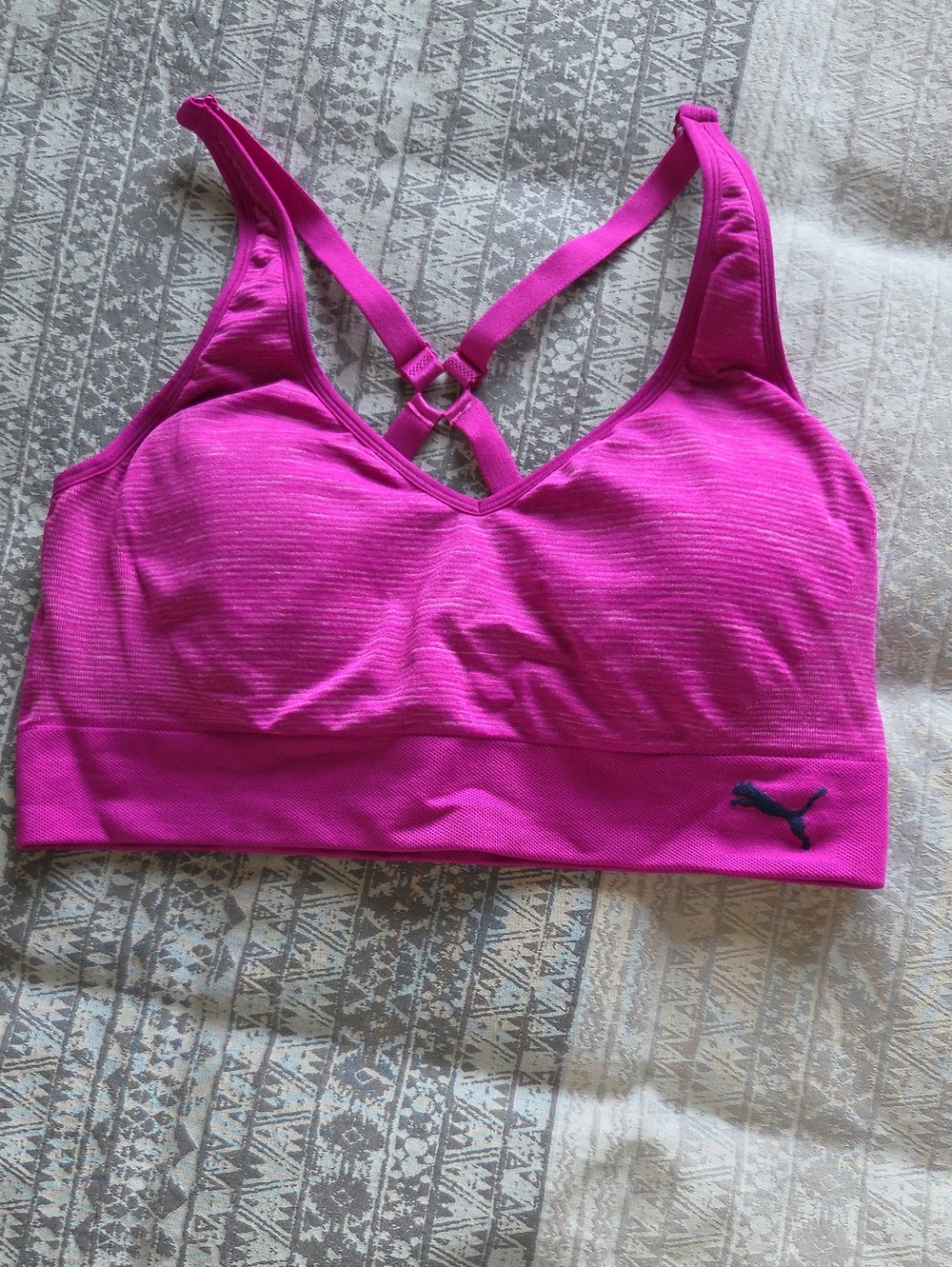 Puma Hot Pink Crisscross Seamless Sports Bra Size 12